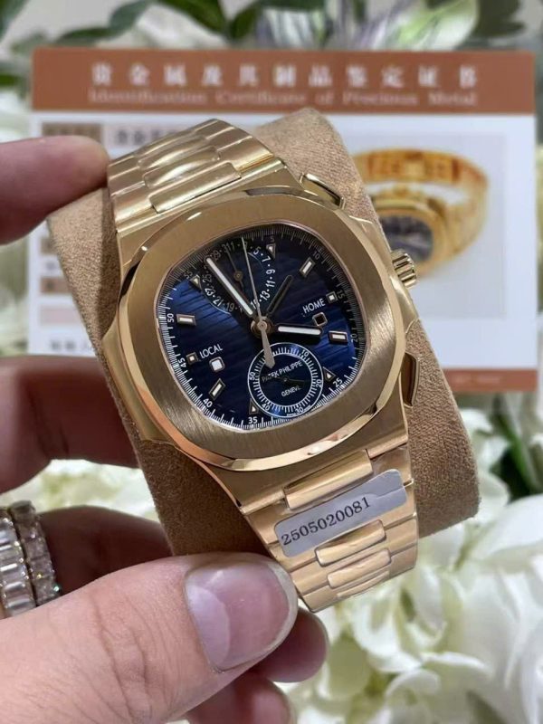 Đồng Hồ Patek Philippe Nautilus 5990 Mặt Xanh Blue Replica 11 Mạ Vàng Hồng 40 (2)