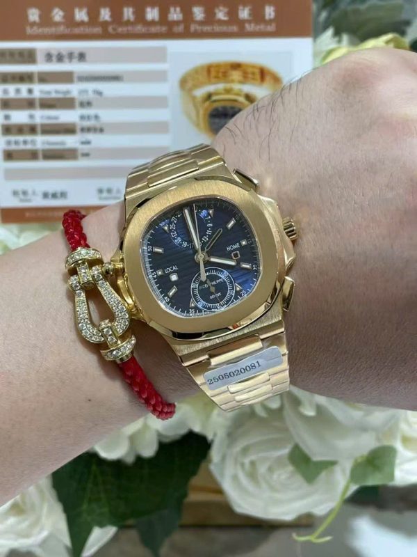 Đồng Hồ Patek Philippe Nautilus 5990 Mặt Xanh Blue Replica 11 Mạ Vàng Hồng 40 (2)