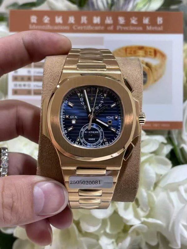 Đồng Hồ Patek Philippe Nautilus 5990 Mặt Xanh Blue Replica 11 Mạ Vàng Hồng 40 (2)