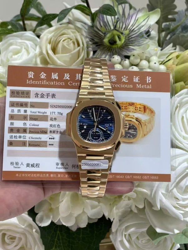 Đồng Hồ Patek Philippe Nautilus 5990 Mặt Xanh Blue Replica 11 Mạ Vàng Hồng 40 (2)