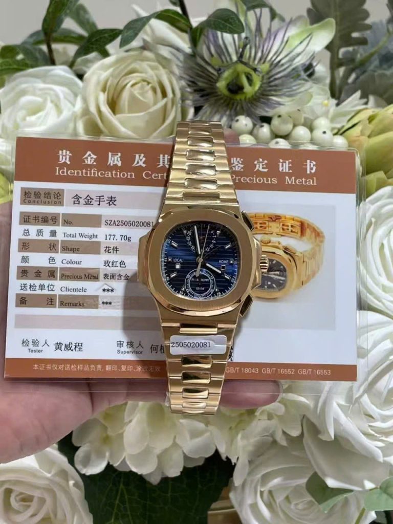 Đồng Hồ Patek Philippe Nautilus 5990 Mặt Xanh Blue Replica 11 Mạ Vàng Hồng 40 (2)