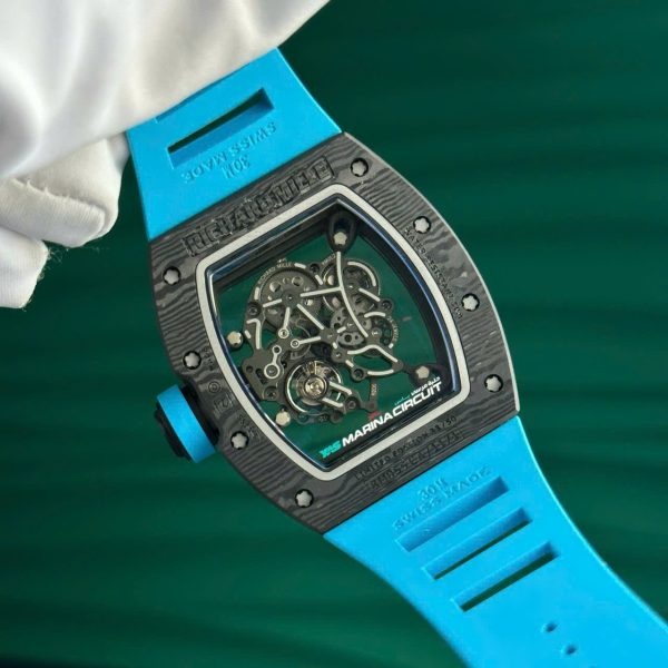 Đồng Hồ Richard Mille RM055 Carbon NTPT Chế Tác Màu Xanh Dương Xưởng ZF 49.9×42 (2)
