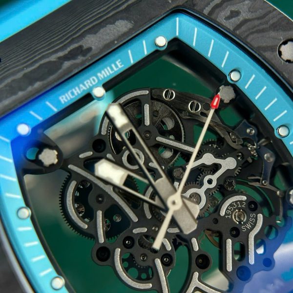 Đồng Hồ Richard Mille RM055 Carbon NTPT Chế Tác Màu Xanh Dương Xưởng ZF 49.9×42 (2)