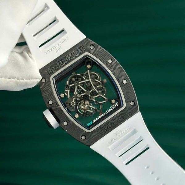 Đồng Hồ Richard Mille RM055 Chế Tác Vỏ Carbon NTPT Dây Cao Su Trắng Nhà Máy ZF 49.9×42 (2)