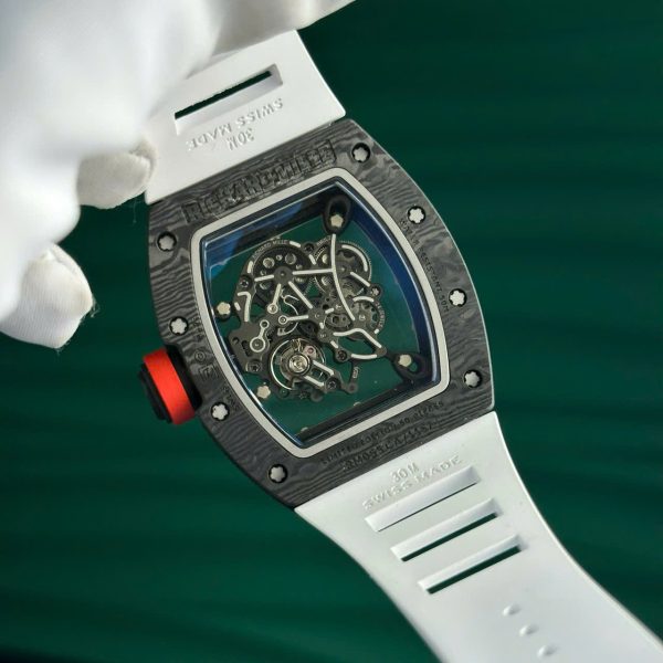 Đồng Hồ Richard Mille RM055 Vỏ Carbon NTPT Chế Tác Màu Trắng Nhà Máy ZF 49.9×42 (2)