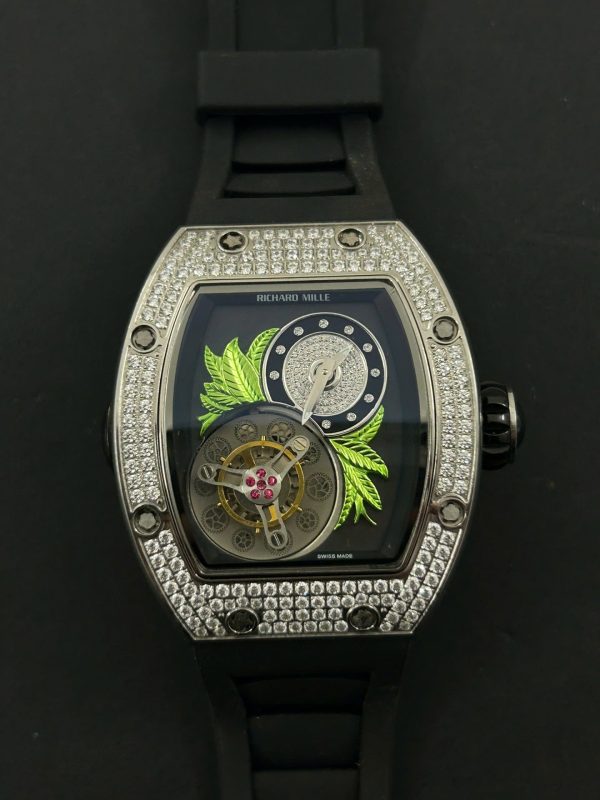 Đồng Hồ Richard Mille RM19-02 Rep 11 Đính Full Đá Dây Cao Su Đen 44mm (2)