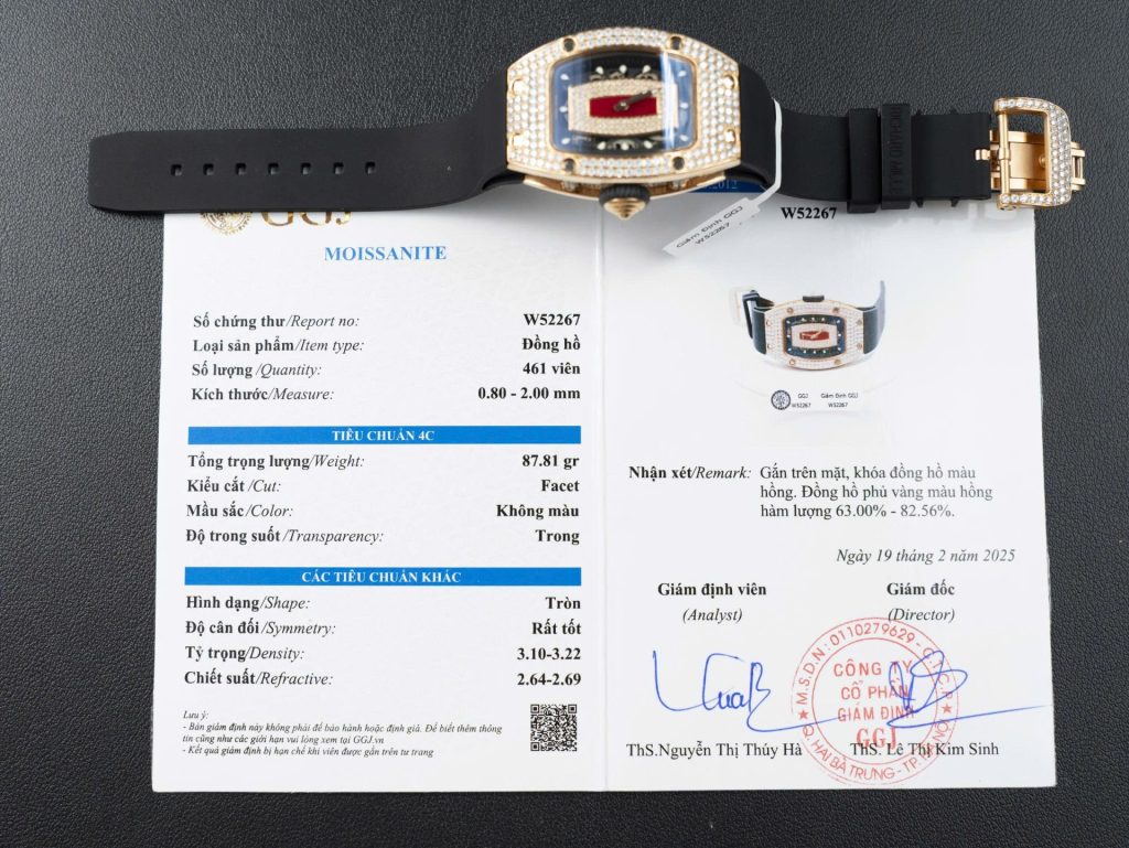 Đồng Hồ Richard Miller RM007 Chế Tác Bọc Vàng Thật + Đính Kim Cương Moissanite 36mm (2)