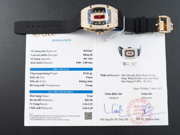 Đồng Hồ Richard Miller RM007 Chế Tác Bọc Vàng Thật + Đính Kim Cương Moissanite 36mm (2)