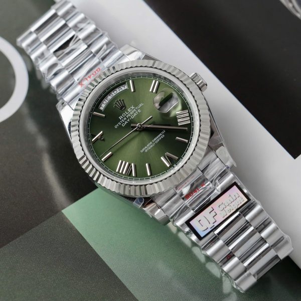 Đồng Hồ Rolex Chế Tác Day-Date Mặt Xanh Lá Cây Trọng Lượng 186 Grams Xưởng QF 40mm (2)