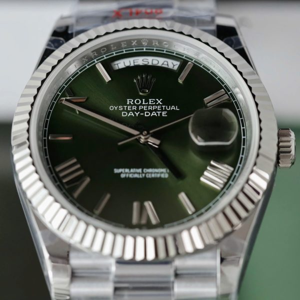 Đồng Hồ Rolex Chế Tác Day-Date Mặt Xanh Lá Cây Trọng Lượng 186 Grams Xưởng QF 40mm (2)