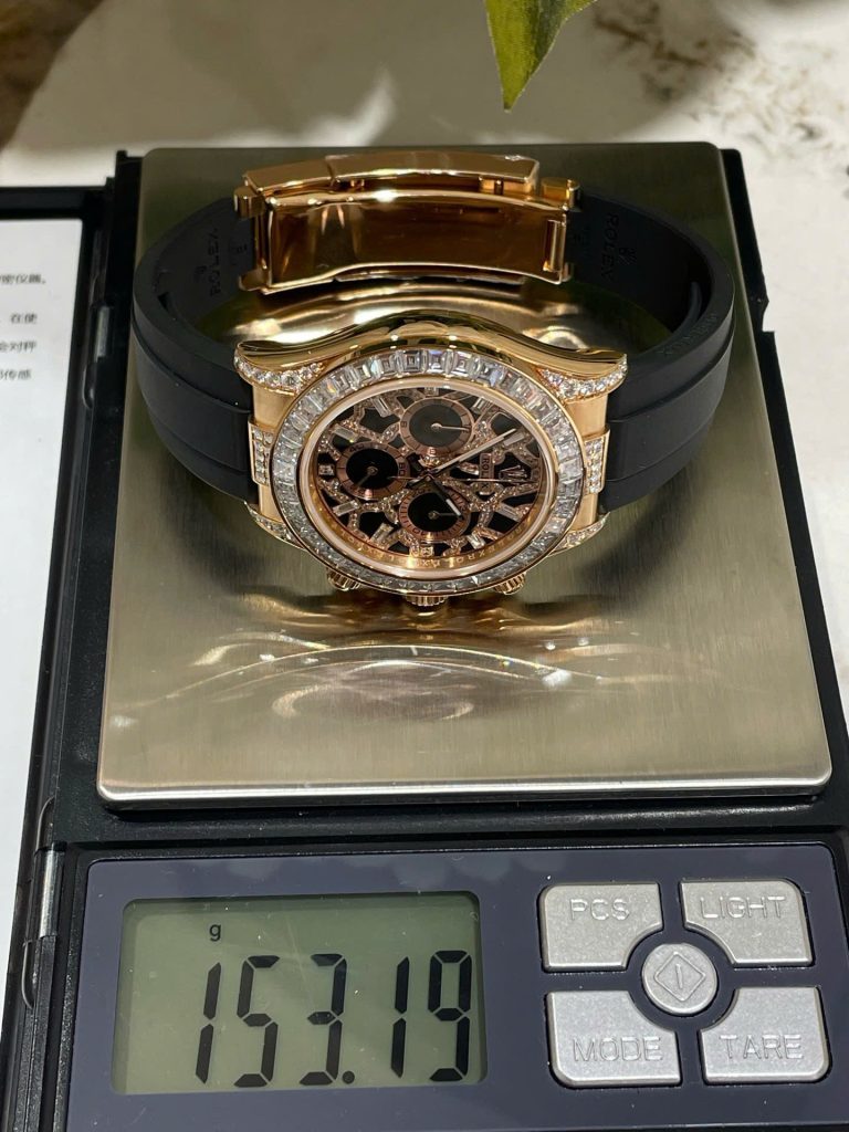 Đồng Hồ Rolex Chế Tác Daytona 116588TBR Giraffeb Chestnut Bọc Vàng Hồng 18K Đính Moissanite 40mm (1)