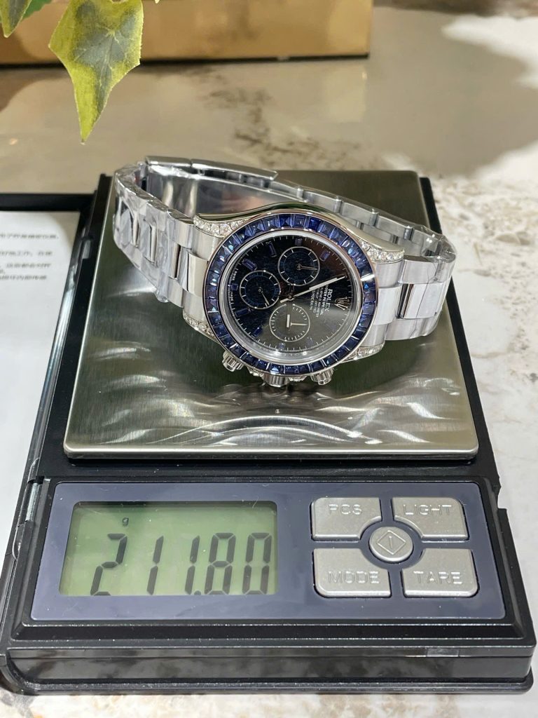 Đồng Hồ Rolex Chế Tác Daytona 126599TSA Bọc Vàng Trắng 18K Đá Sapphire Xanh Nhân Tạo 40mm (1)