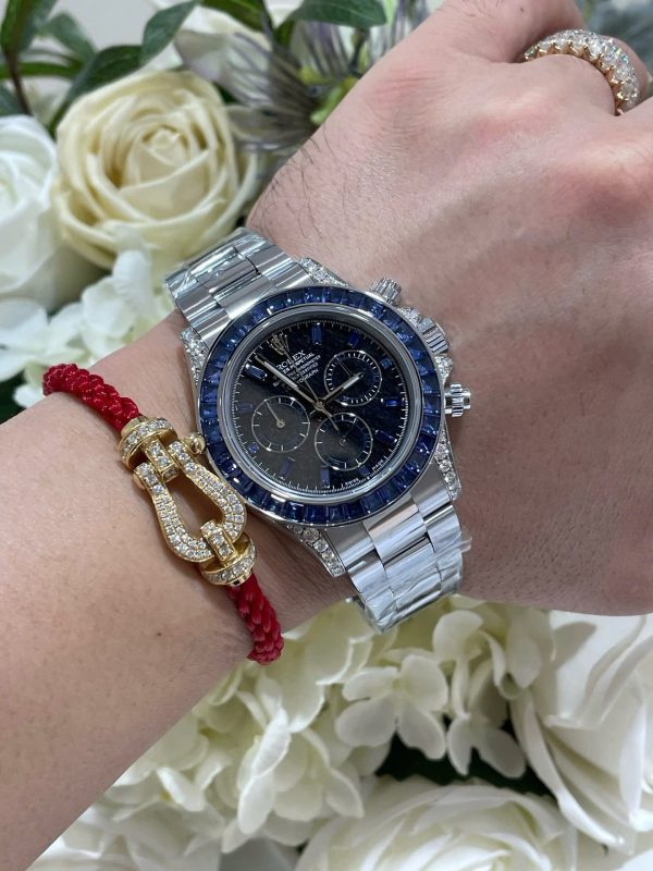 Đồng Hồ Rolex Chế Tác Daytona 126599TSA Bọc Vàng Trắng 18K Đá Sapphire Xanh Nhân Tạo 40mm (1)