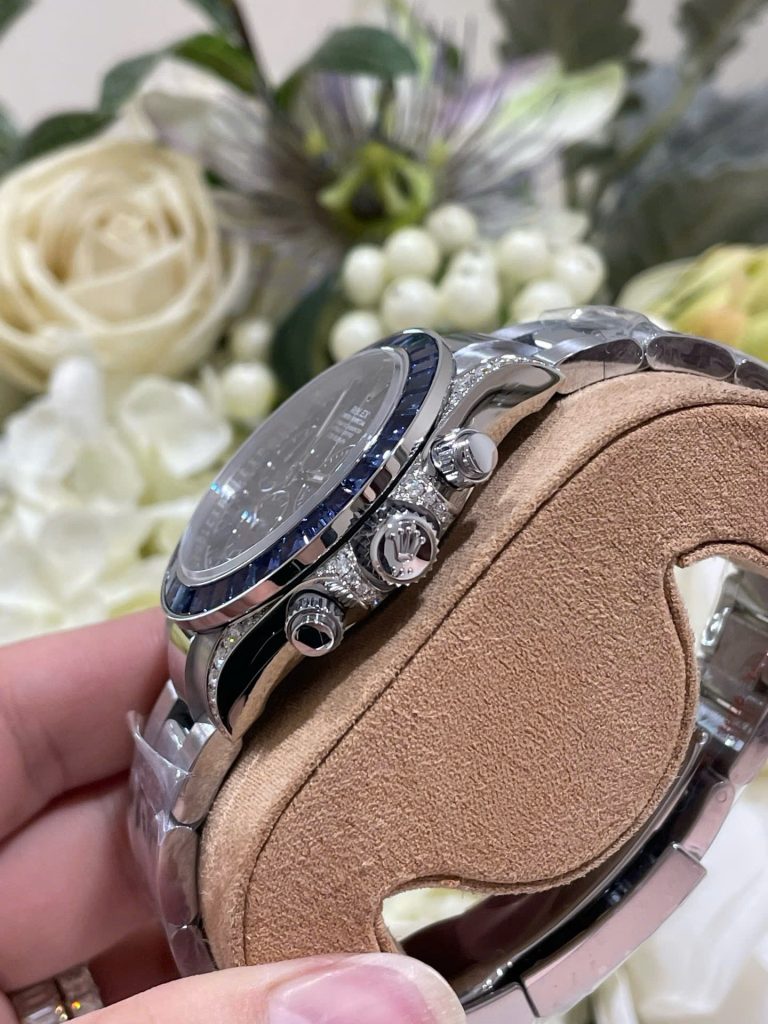 Đồng Hồ Rolex Chế Tác Daytona 126599TSA Bọc Vàng Trắng 18K Đá Sapphire Xanh Nhân Tạo 40mm (1)