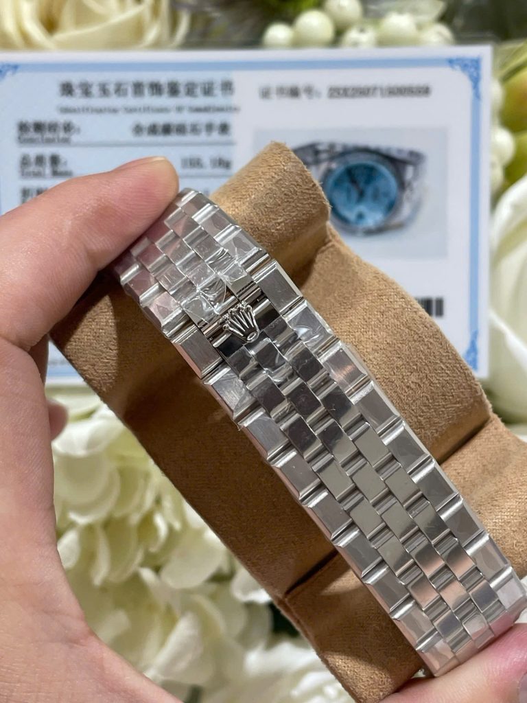 Đồng Hồ Rolex Chế Tác Land-Dweller 127286TBR Bọc Vàng Trắng 18K Kim Cương Moissanite 40mm (1)