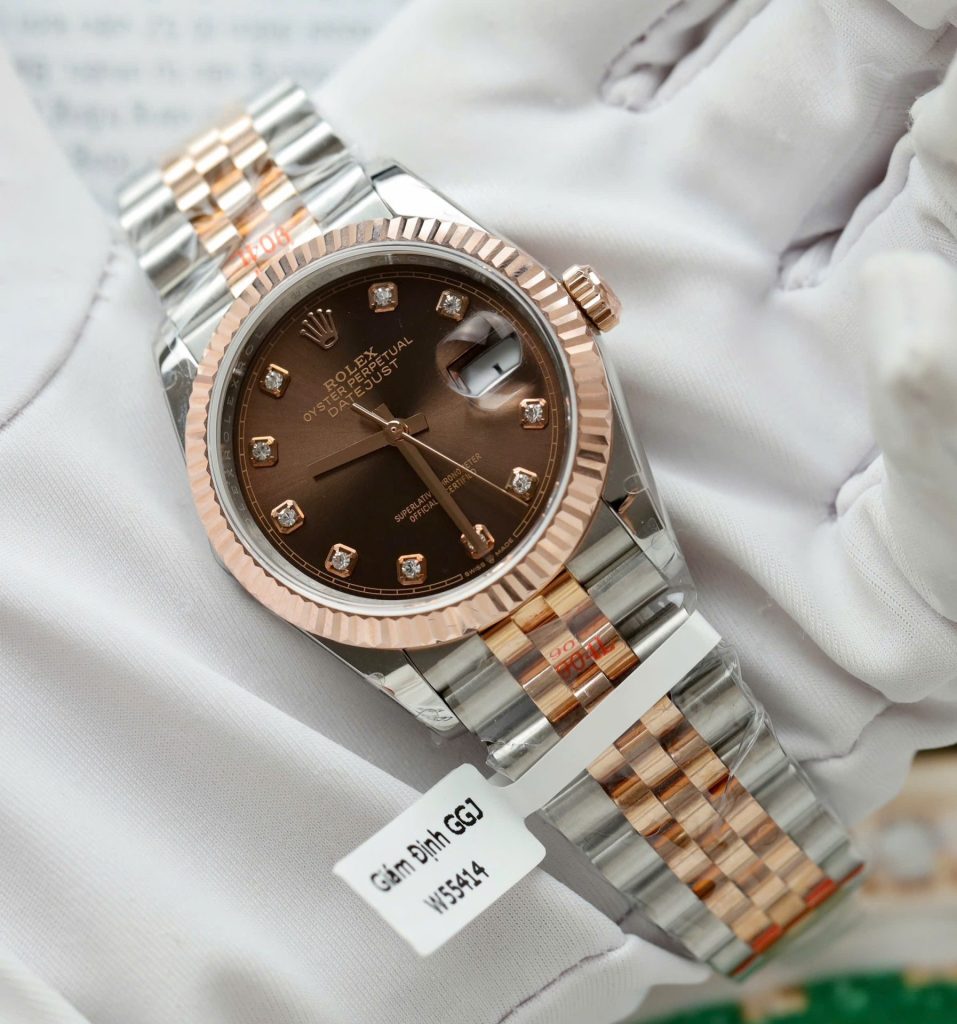 Đồng Hồ Rolex DateJust Mặt Chocolate Chế Tác Bọc Vàng Hồng Xưởng GM 36mm (2)
