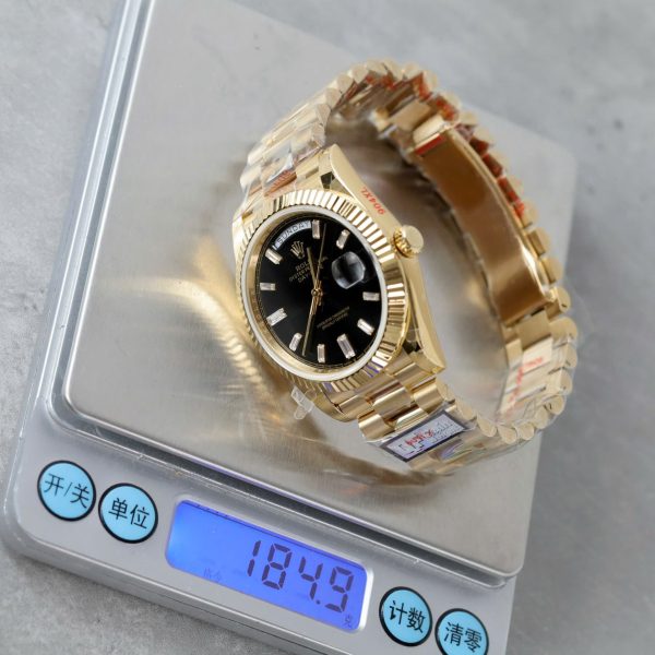 Đồng Hồ Rolex Day-Date Mặt Đen Rep 11 Trọng Lượng 184 Grams Nhà Máy QF 40mm (2)