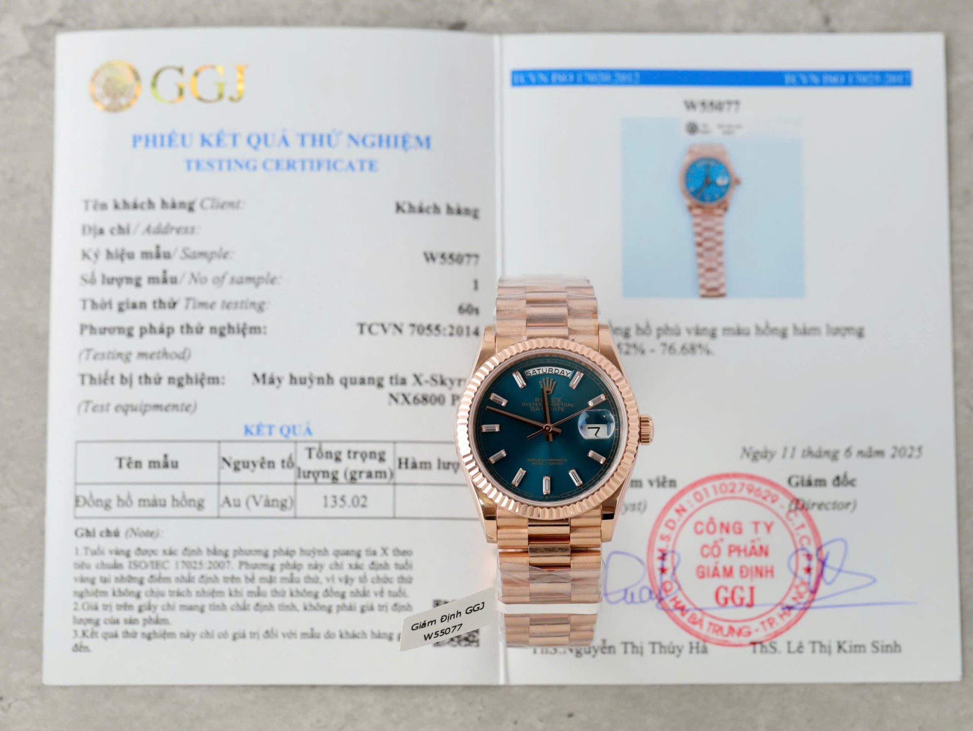 Đồng Hồ Rolex Day-Date Mặt Xanh Lục Lam Chế Tác Bọc Vàng Hồng Xưởng GM 36mm (2)