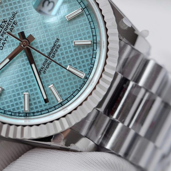 Đồng Hồ Rolex Day-Date Replica 11 Mặt Xanh Băng Hoạ Tiết Chéo Xưởng GM 40mm (2)