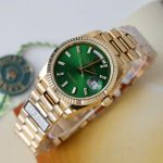 Đồng Hồ Rolex Day-Date Replica 11 Mặt Xanh Lá Cây Mạ Vàng Xưởng QF 36mm (2)