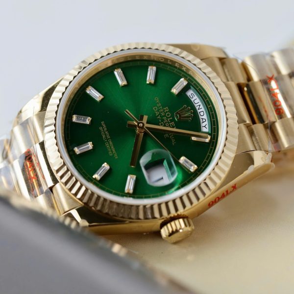 Đồng Hồ Rolex Day-Date Replica 11 Mặt Xanh Lá Cây Mạ Vàng Xưởng QF 36mm (2)