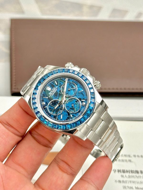 Đồng Hồ Rolex Daytona Arolla Challenge Blue Replica 11 Đính Đá Màu Xanh Blue 40mm (2)