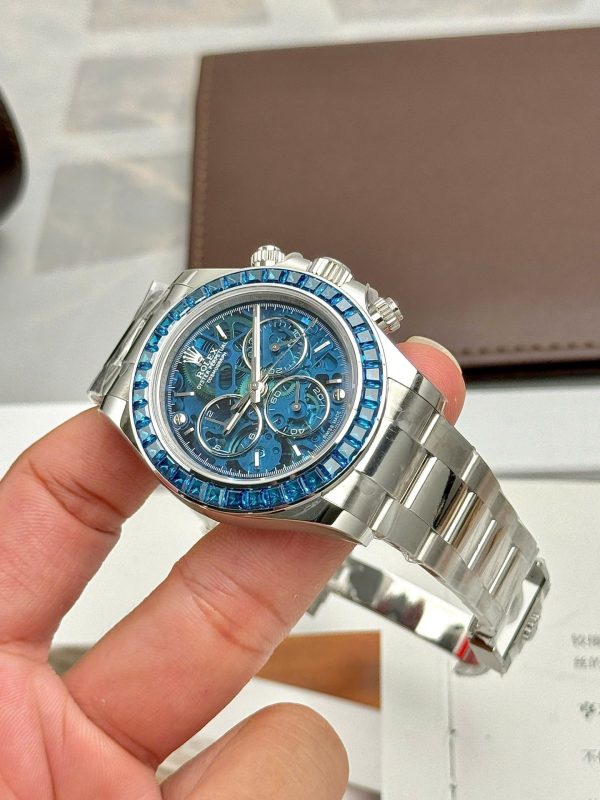 Đồng Hồ Rolex Daytona Arolla Challenge Blue Replica 11 Đính Đá Màu Xanh Blue 40mm (2)