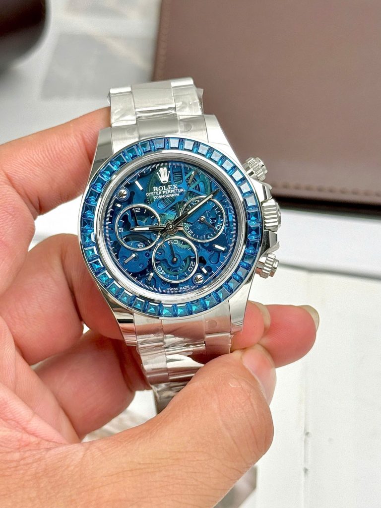 Đồng Hồ Rolex Daytona Arolla Challenge Blue Replica 11 Đính Đá Màu Xanh Blue 40mm (2)
