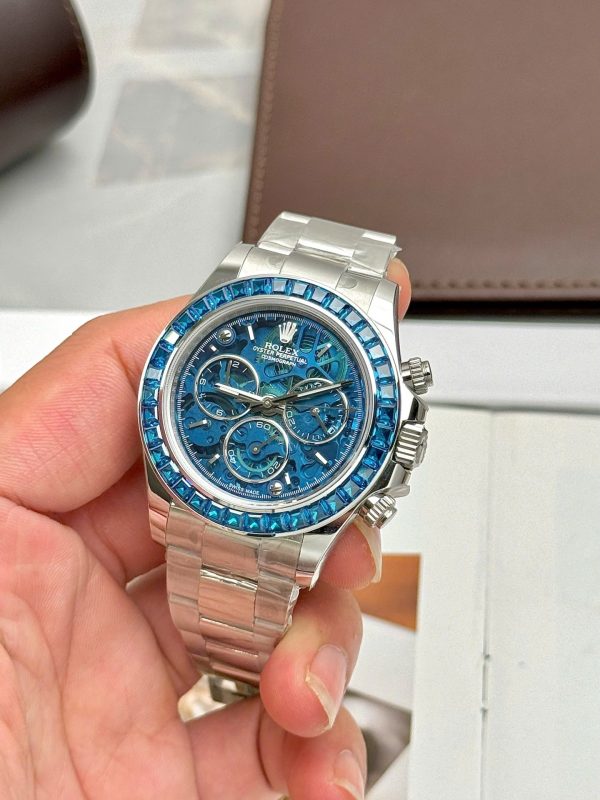 Đồng Hồ Rolex Daytona Arolla Challenge Blue Replica 11 Đính Đá Màu Xanh Blue 40mm (2)