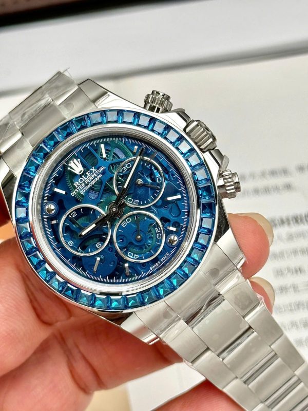 Đồng Hồ Rolex Daytona Arolla Challenge Blue Replica 11 Đính Đá Màu Xanh Blue 40mm (2)