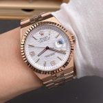 Đồng Hồ Rolex Land-Dweller 127335 Rep 11 Mạ Vàng Hồng Mặt Trắng Họa Tiết Tổ Ong 40mm (2)