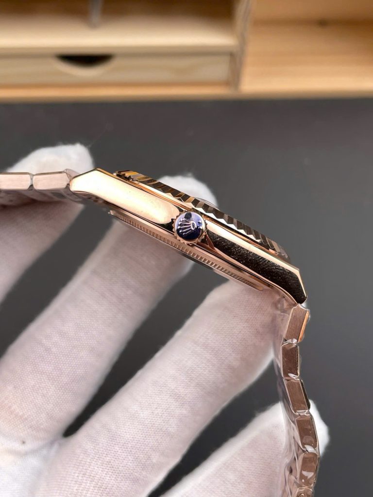 Đồng Hồ Rolex Land-Dweller 127335 Rep 11 Mạ Vàng Hồng Mặt Trắng Họa Tiết Tổ Ong 40mm (2)