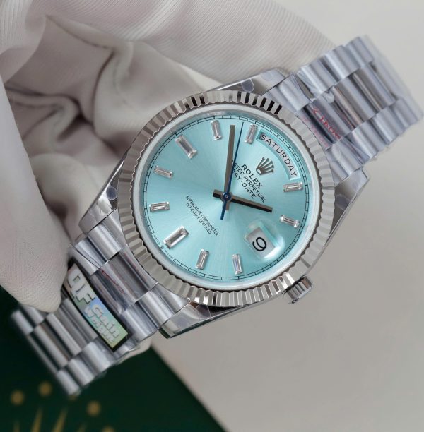 Đồng Hồ Rolex Replica 11 Day-Date Mặt Xanh Băng Trọng Lượng 186 Grams Xưởng QF 40mm (2)