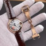Đồng hồ Cartier nữ dây da máy cơ Automatic Ballon Bleu De WJBB0040 màu nâu xưởng AF 33mm (6)