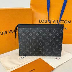 Túi Clutch Louis Vuitton Siêu Cấp Họa Tiết Monogram Màu Xám 26cm (2)
