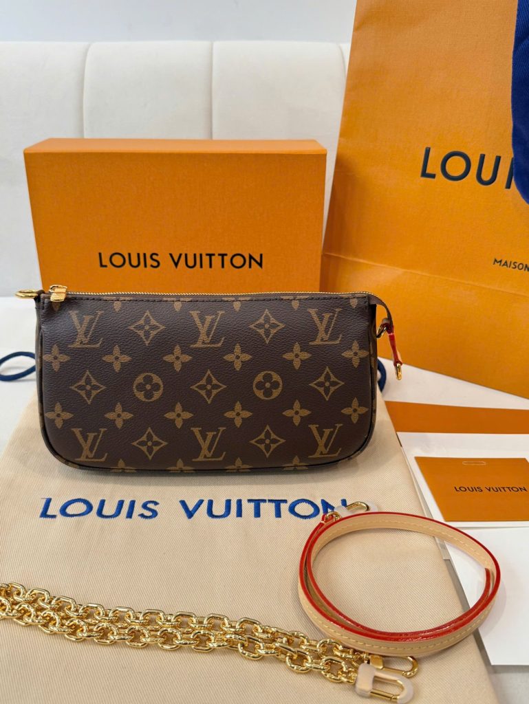 Túi Louis Vuitton LV Wallet On Chain Ivy Họa Tiết Monogram Màu Nâu Siêu Cấp 23.5x12x4 (2)