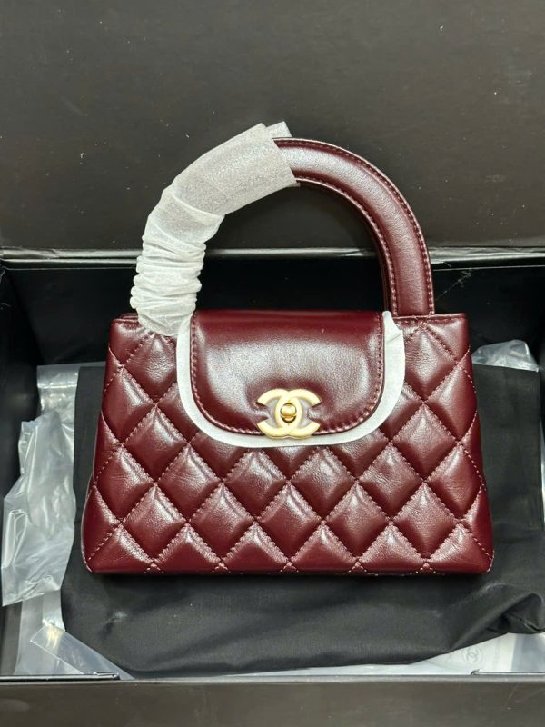 Túi Xách Chanel 23K Kelly Siêu Cấp Nữ Màu Đỏ Khóa Vàng 19x13x7cm (2)