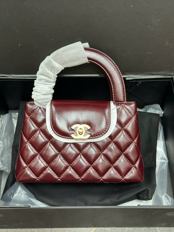 Túi Xách Chanel 23K Kelly Siêu Cấp Nữ Màu Đỏ Khóa Vàng 19x13x7cm (2)