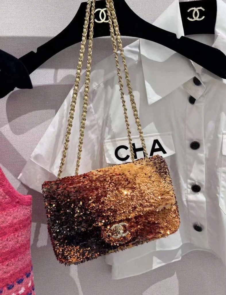 Túi Xách Chanel Classic Siêu Cấp Họa Tiết Đính Cườm 20cm (2)