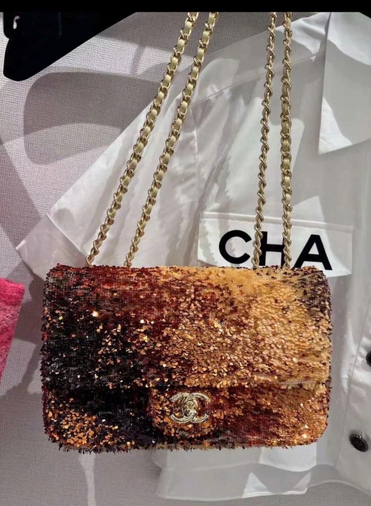 Túi Xách Chanel Classic Siêu Cấp Họa Tiết Đính Cườm 20cm (2)