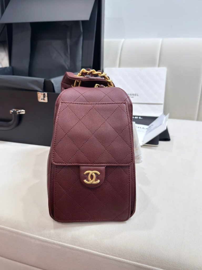 Túi Xách Chanel Jennie Like Auth Màu Đỏ Mận Dáng Hobo 26cm (2)