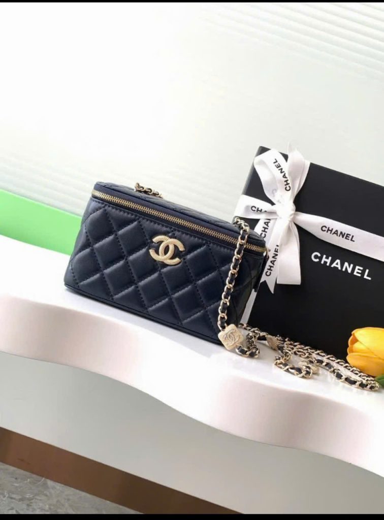 Túi Xách Chanel Vanity Siêu Cấp Nữ Da Cừu Màu Đen 18cm (2)