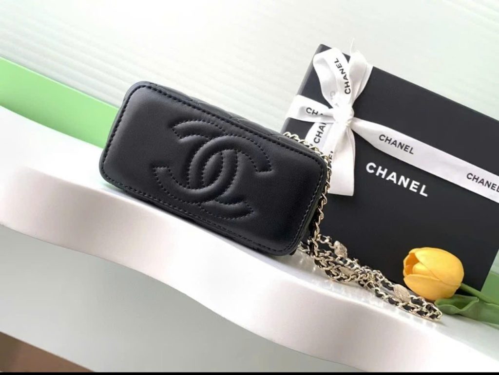 Túi Xách Chanel Vanity Siêu Cấp Nữ Da Cừu Màu Đen 18cm (2)