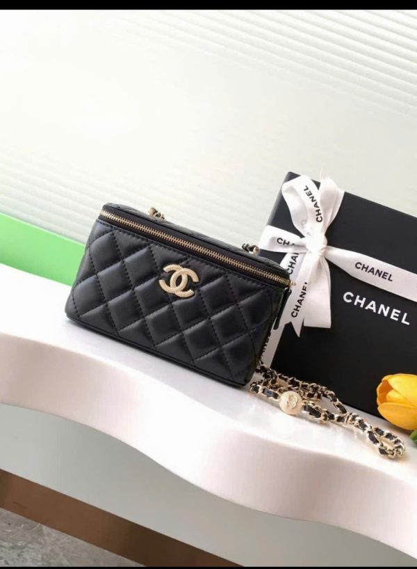 Túi Xách Chanel Vanity Siêu Cấp Nữ Da Cừu Màu Đen 18cm (2)