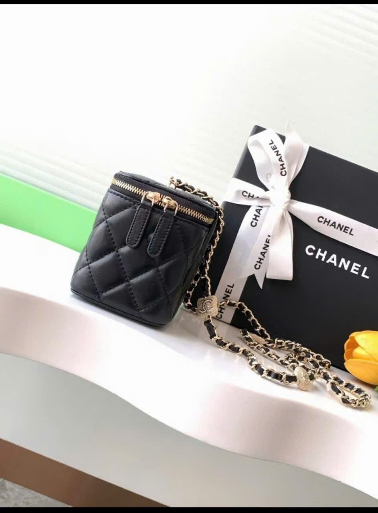 Túi Xách Chanel Vanity Siêu Cấp Nữ Da Cừu Màu Đen 18cm (2)