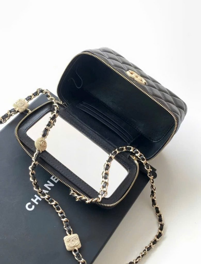 Túi Xách Chanel Vanity Siêu Cấp Nữ Da Cừu Màu Đen 18cm (2)
