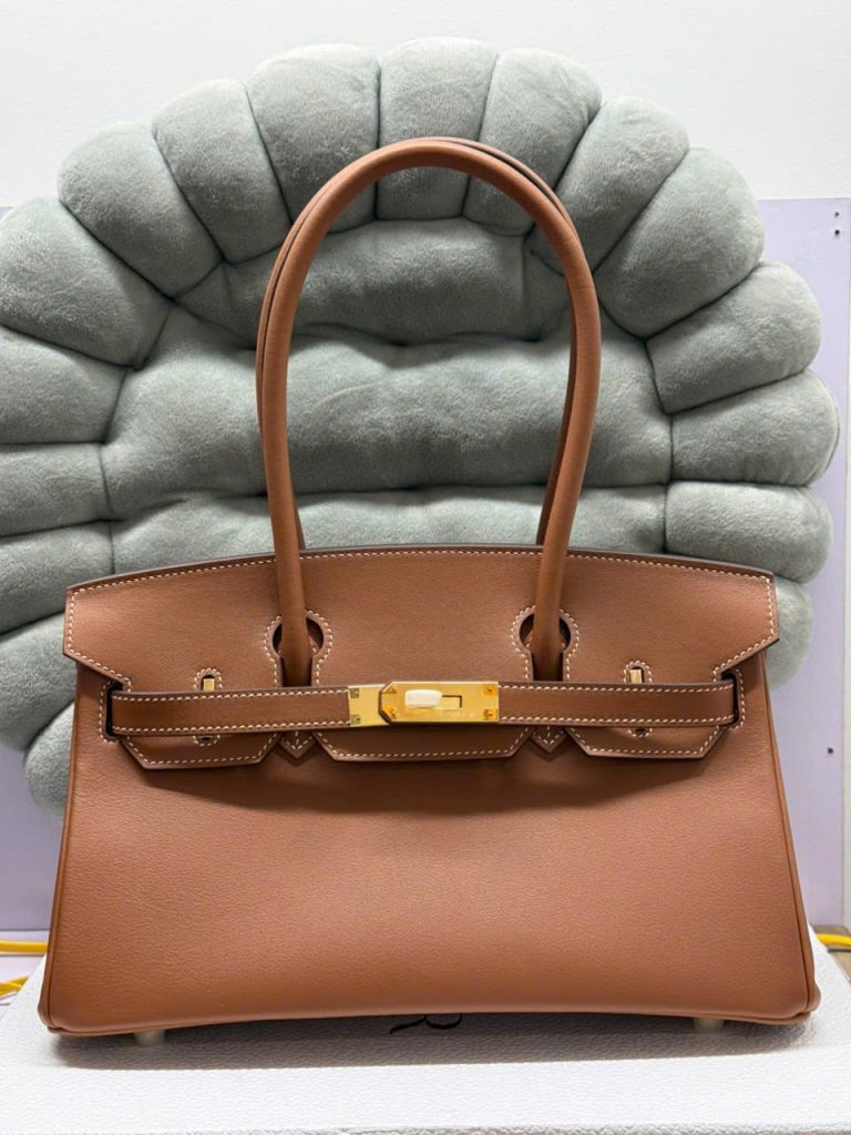Túi Xách Hermes Birkin Siêu Cấp Nữ Màu Nâu Khóa Vàng 29cm (2)