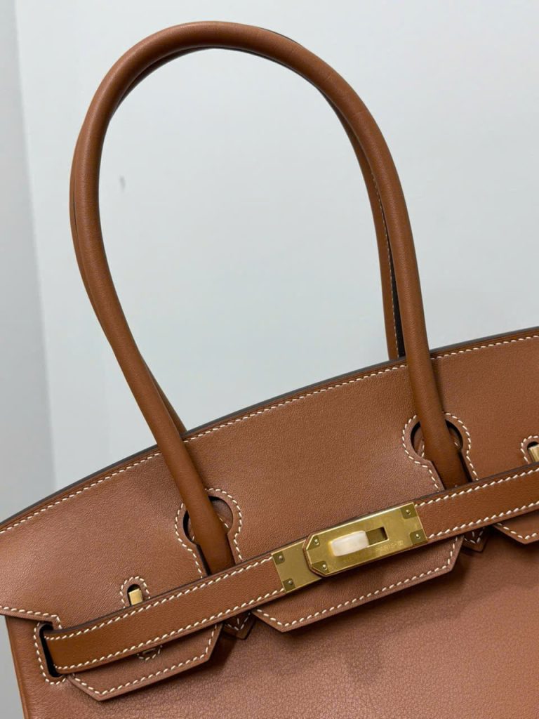 Túi Xách Hermes Birkin Siêu Cấp Nữ Màu Nâu Khóa Vàng 29cm (2)