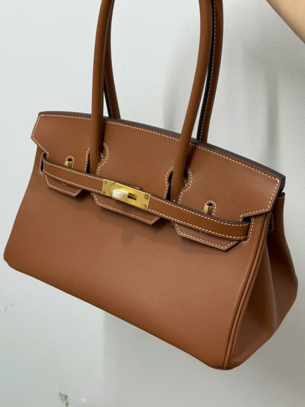 Túi Xách Hermes Birkin Siêu Cấp Nữ Màu Nâu Khóa Vàng 29cm (2)
