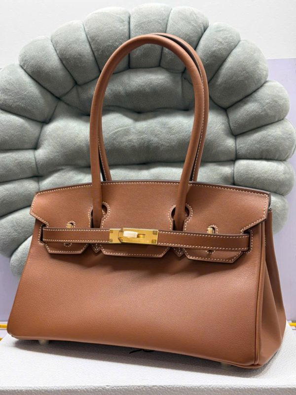 Túi Xách Hermes Birkin Siêu Cấp Nữ Màu Nâu Khóa Vàng 29cm (2)
